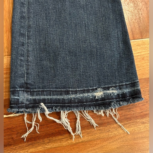 American Eagle Highest Rise Flare Jeans 0 Raw Hem Stretch 70s Boho Festival - Picture 2 of 10